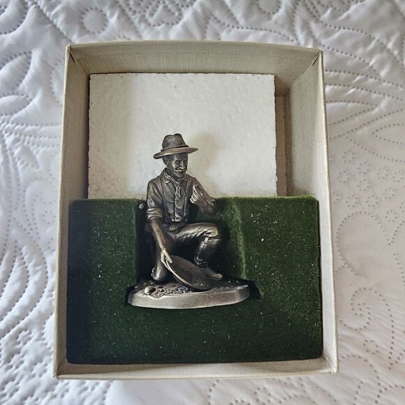 The Franklin Mint The Prospector Metal Sculpture, Pewter, 1974 With Box & COA - Picture 10 of 14